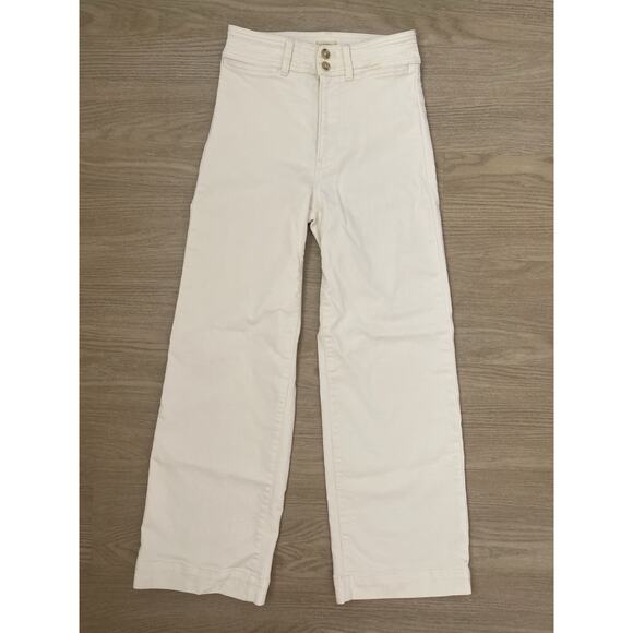 Faherty Stretch Terry Harbor Ankle High Rise Wide Leg Pants Egret Coastal Boho - Picture 6 of 14